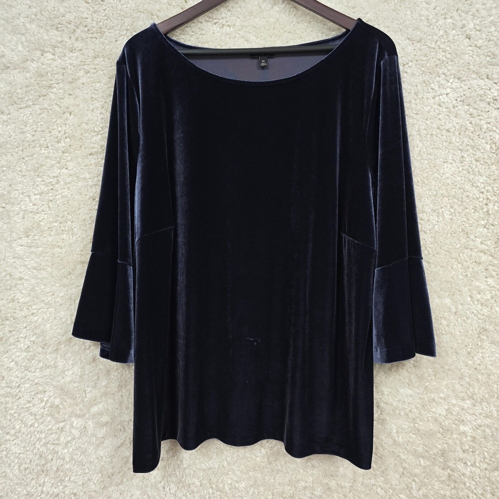 Talbots Womens Velvet Bell‎ Sleeve Scoop Neck Top 3X Stretch Whimsigoth Witchy